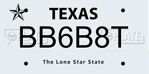 BB6B8T Texas License Plate