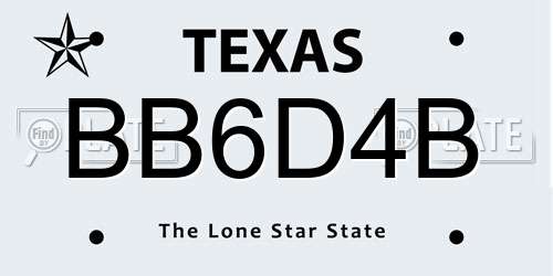 BB6D4B Texas License Plate