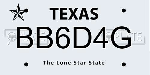 BB6D4G Texas License Plate