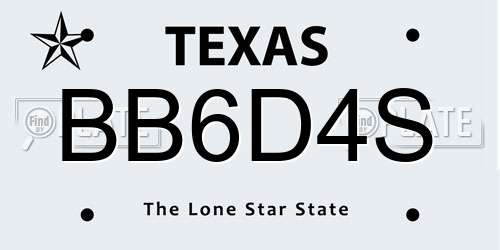 BB6D4S Texas License Plate