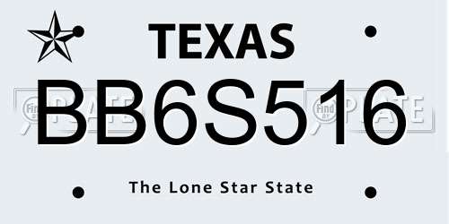 BB6S516 Texas License Plate