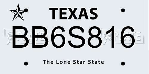 BB6S816 Texas License Plate
