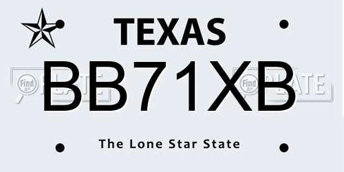 BB71XB Texas License Plate
