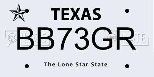 BB73GR Texas License Plate