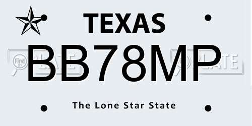 BB78MP Texas License Plate