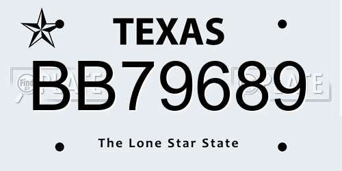 BB79689 Texas License Plate