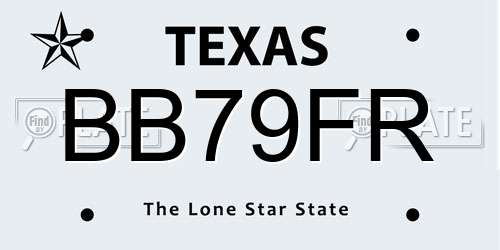 BB79FR Texas License Plate