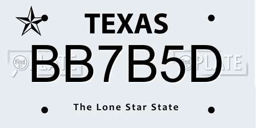 BB7B5D Texas License Plate