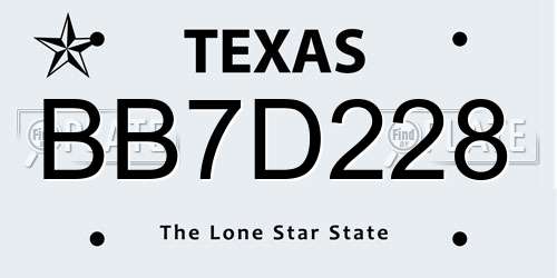 BB7D228 Texas License Plate