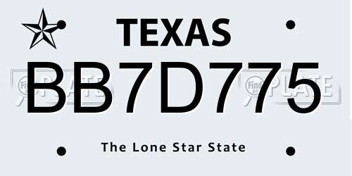 BB7D775 Texas License Plate