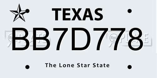 BB7D778 Texas License Plate