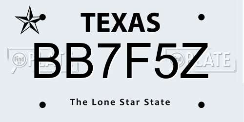 BB7F5Z Texas License Plate