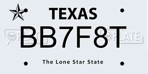 BB7F8T Texas License Plate
