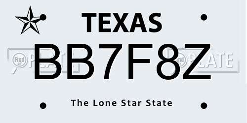 BB7F8Z Texas License Plate