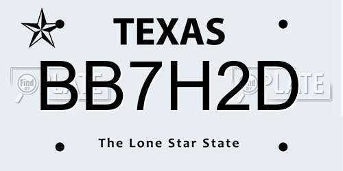 BB7H2D Texas License Plate