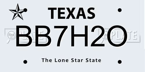 BB7H2O Texas License Plate