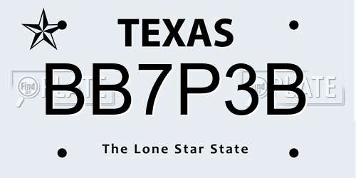 BB7P3B Texas License Plate