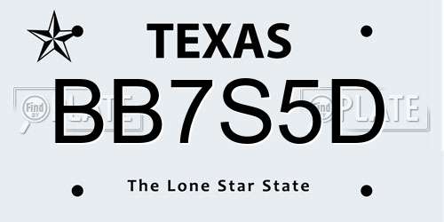 BB7S5D Texas License Plate