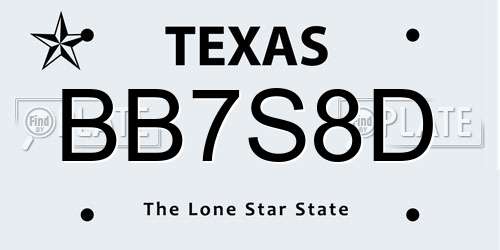 BB7S8D Texas License Plate