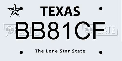BB81CF Texas License Plate