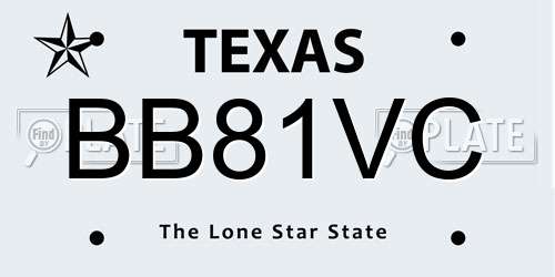 BB81VC Texas License Plate