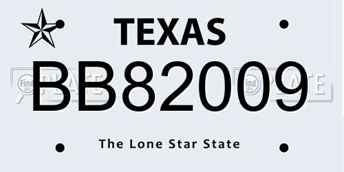 BB82009 Texas License Plate
