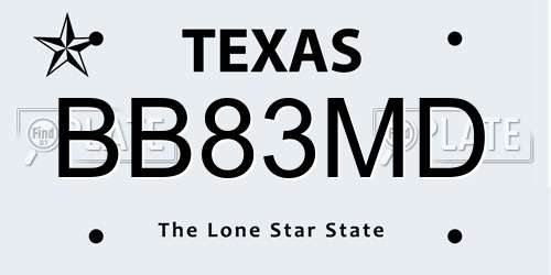 BB83MD Texas License Plate