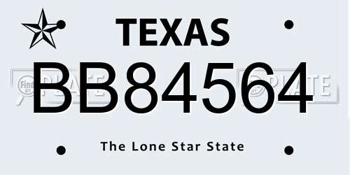 BB84564 Texas License Plate