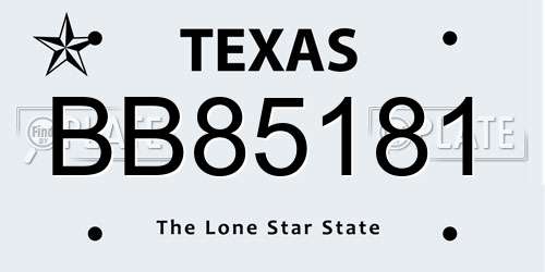 BB85181 Texas License Plate