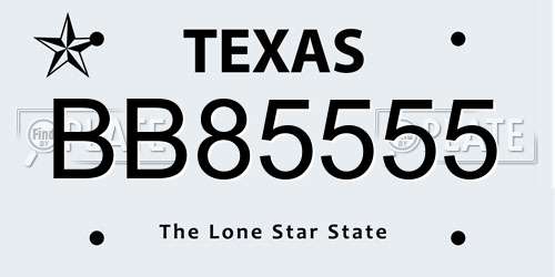 BB85555 Texas License Plate