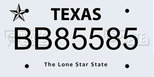 BB85585 Texas License Plate
