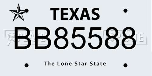 BB85588 Texas License Plate