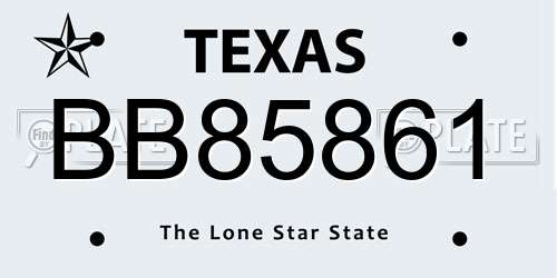 BB85861 Texas License Plate