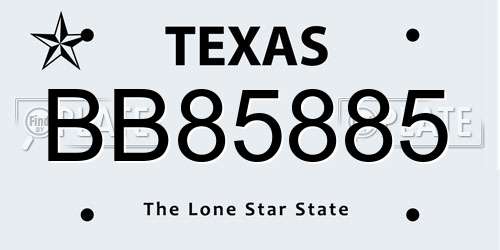BB85885 Texas License Plate
