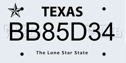 BB85D34 Texas License Plate