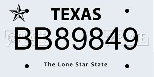 BB89849 Texas License Plate