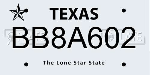 BB8A602 Texas License Plate