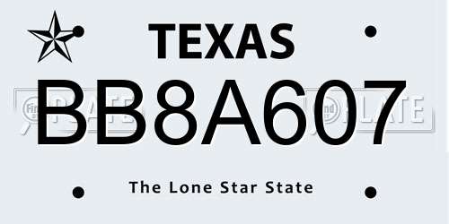 BB8A607 Texas License Plate