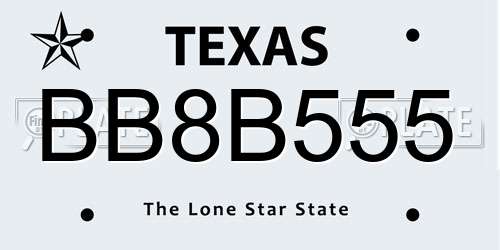 BB8B555 Texas License Plate