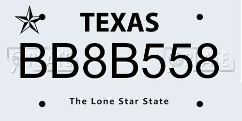 BB8B558 Texas License Plate