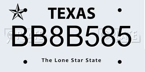 BB8B585 Texas License Plate