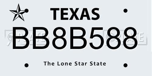 BB8B588 Texas License Plate