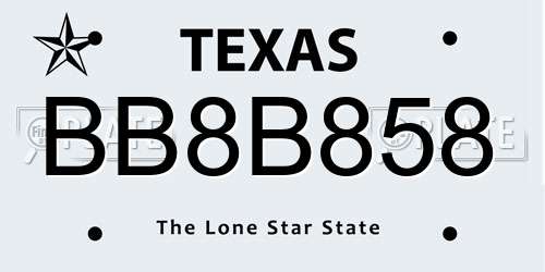 BB8B858 Texas License Plate