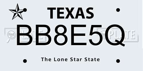 BB8E5Q Texas License Plate