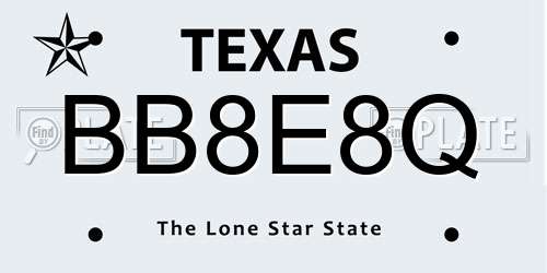 BB8E8Q Texas License Plate
