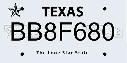 BB8F680 Texas License Plate