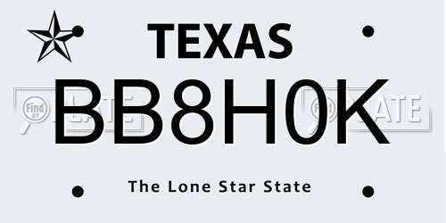 BB8H0K Texas License Plate