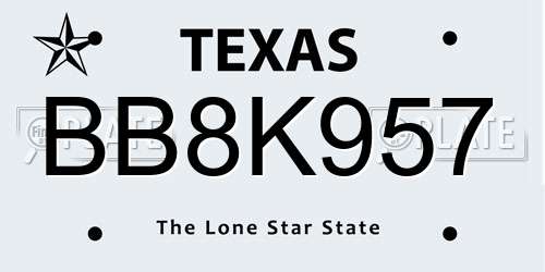 BB8K957 Texas License Plate