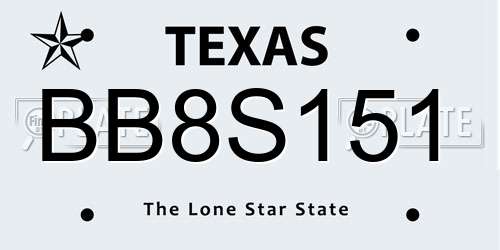 BB8S151 Texas License Plate