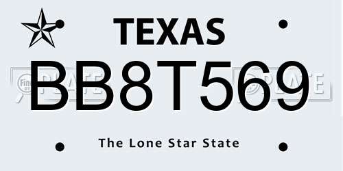 BB8T569 Texas License Plate
